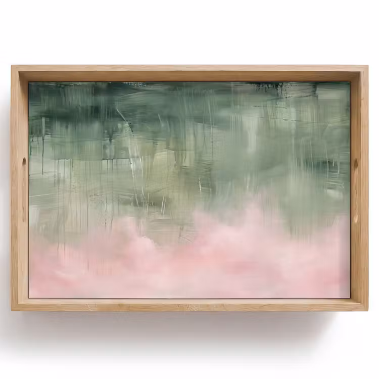 Dienblad - Kunst - Abstract - Modern - Groen - Roze — 1