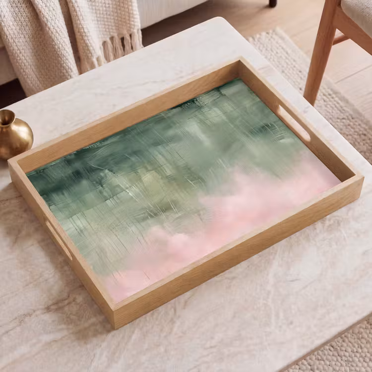 Dienblad - Kunst - Abstract - Modern - Groen - Roze — 2