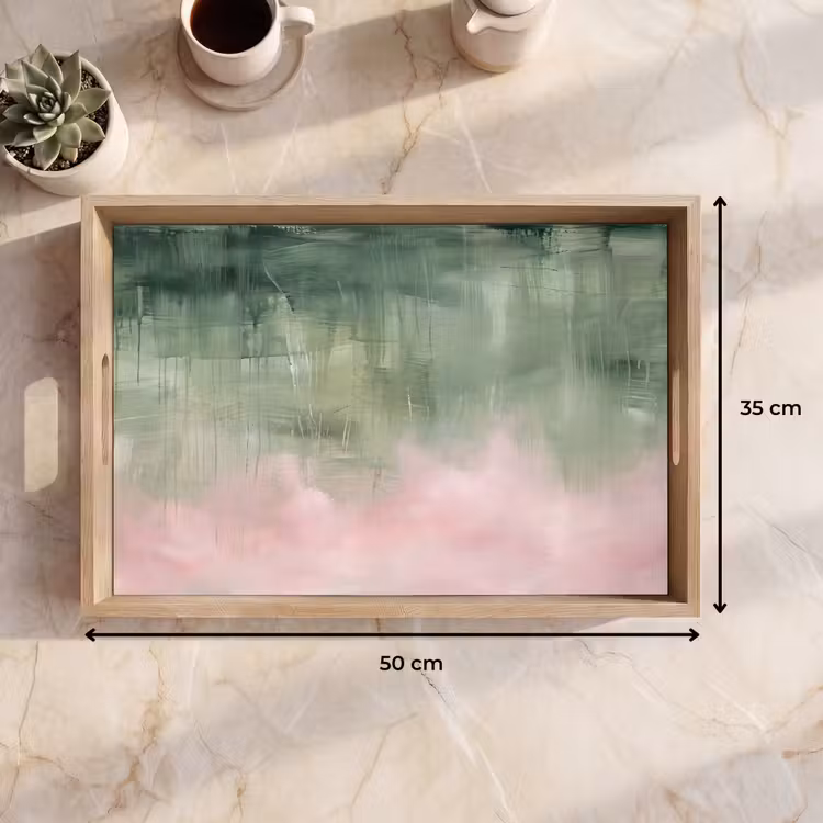 Dienblad - Kunst - Abstract - Modern - Groen - Roze — 9