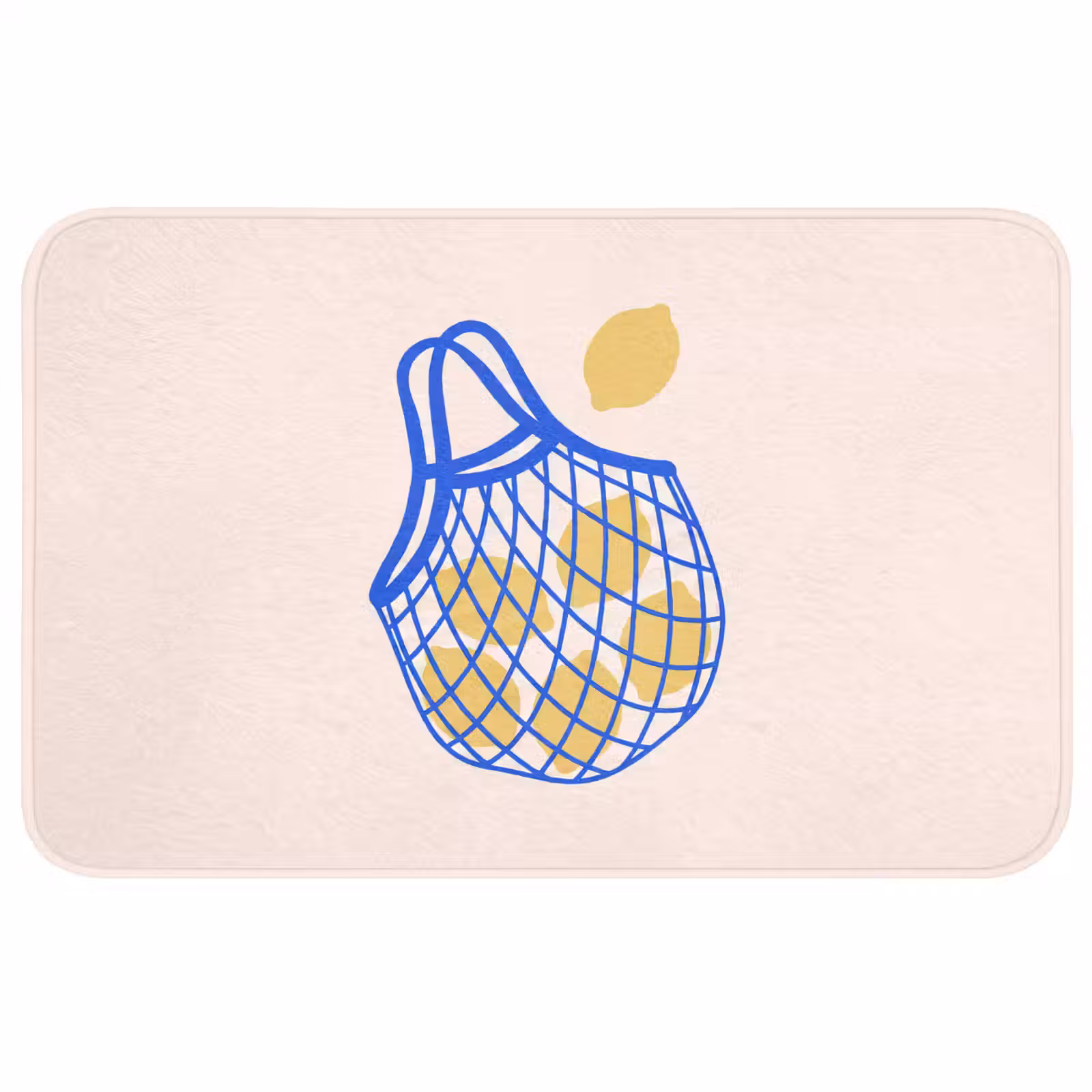 Wc Mat - Eten - Citroen - Boodschappen - Abstract - Geel - Blauw — 1