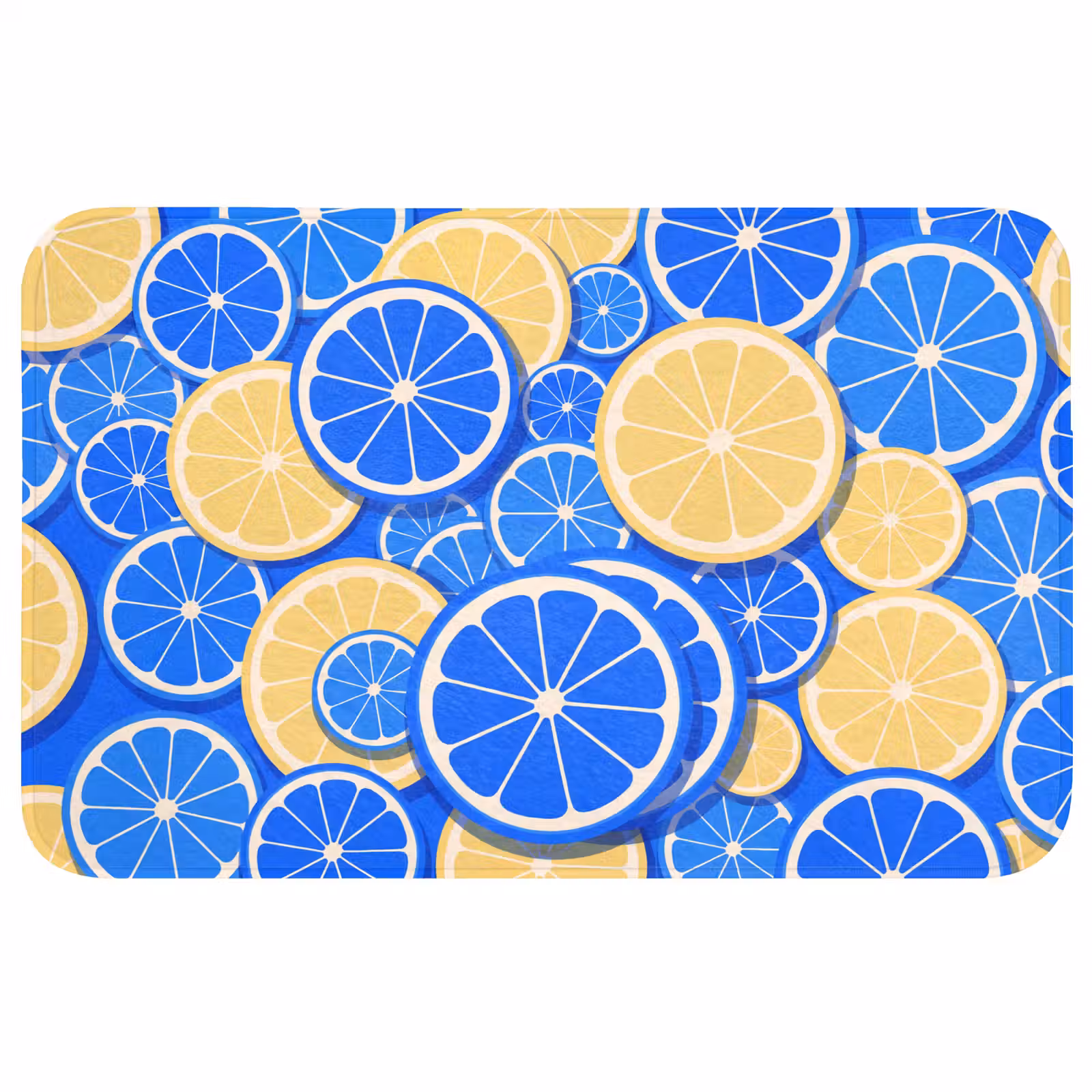 Wc Mat - Fruit - Schijven - Patroon - Modern - Blauw - Geel — 1