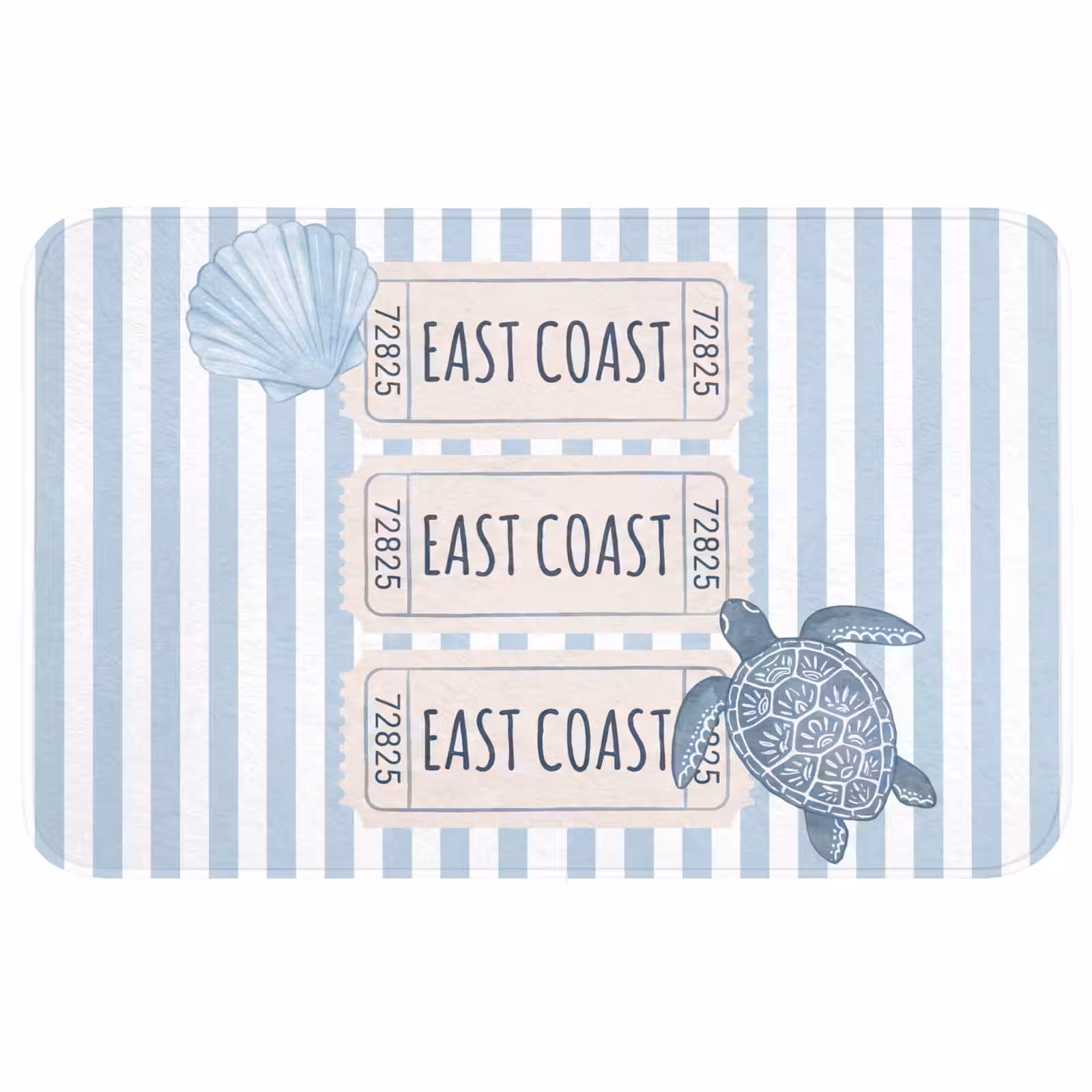 Wc Mat - Schelp - Oceaan - Kust - Blauw - Illustratie — 1