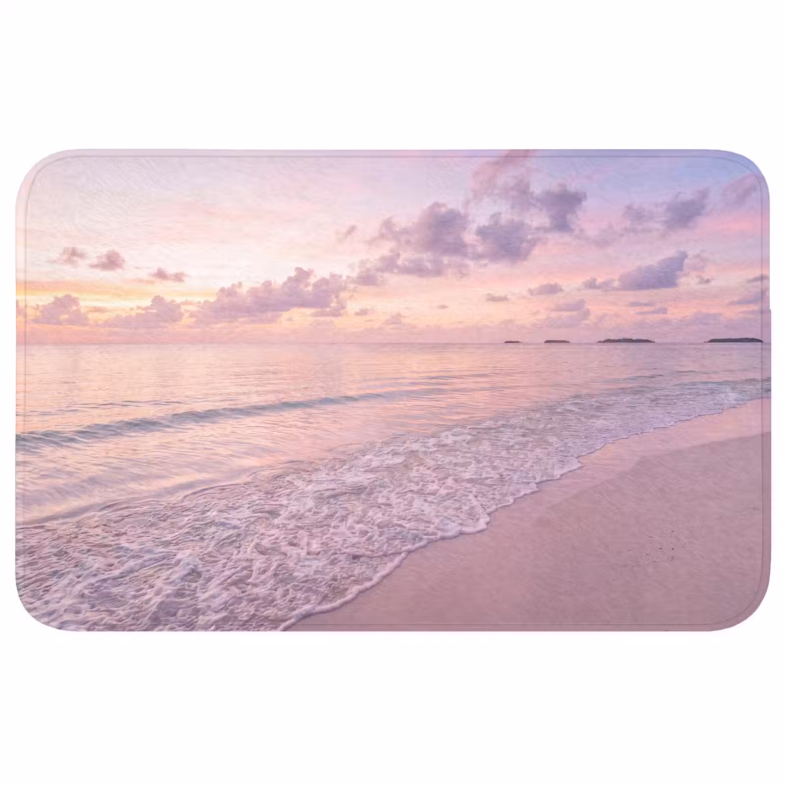 Wc Mat - Strand - Zonsondergang - Natuur - Minimalistisch - Roze — 1