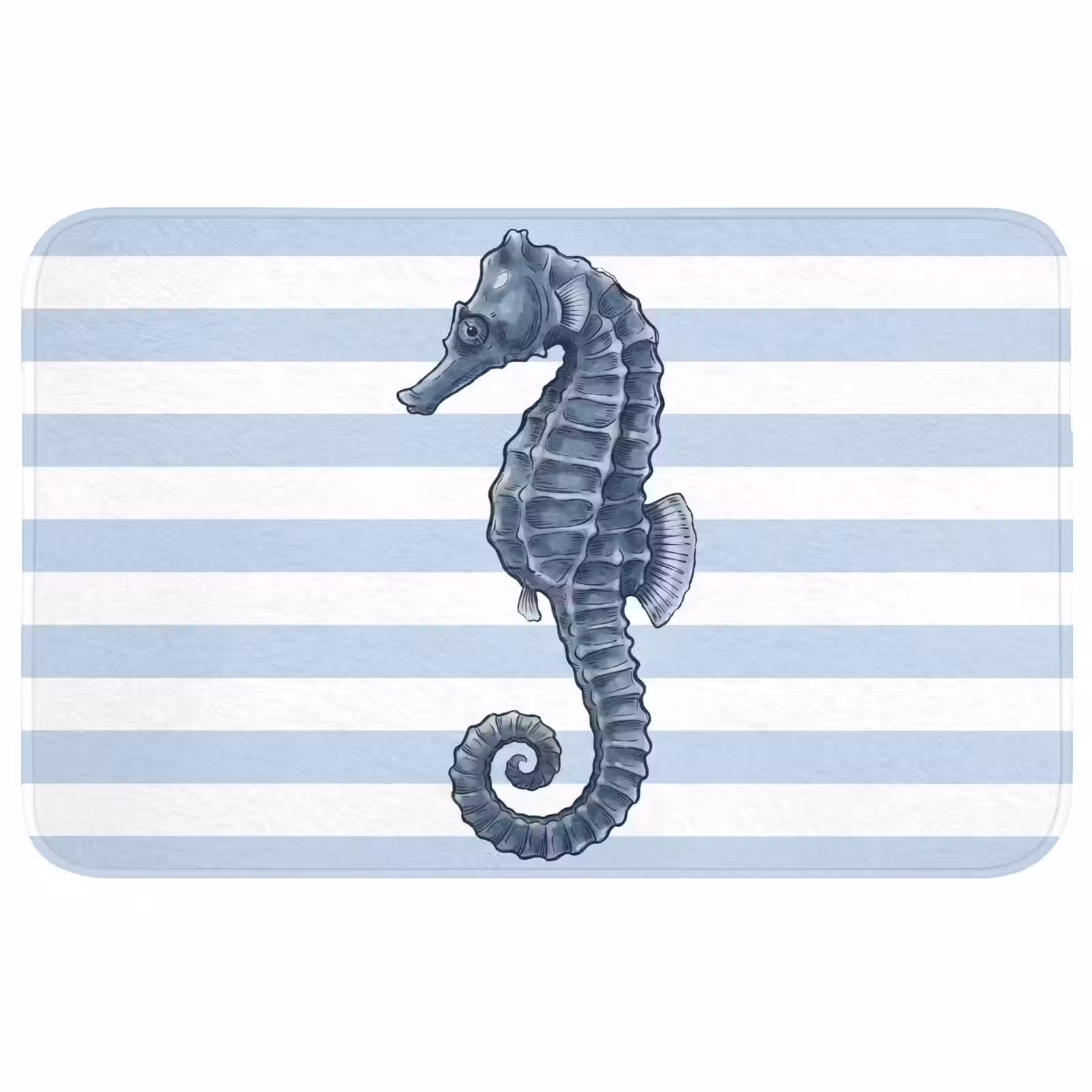 Wc Mat - Vis - Oceaan - Illustratie - Blauw - Strepen — 1