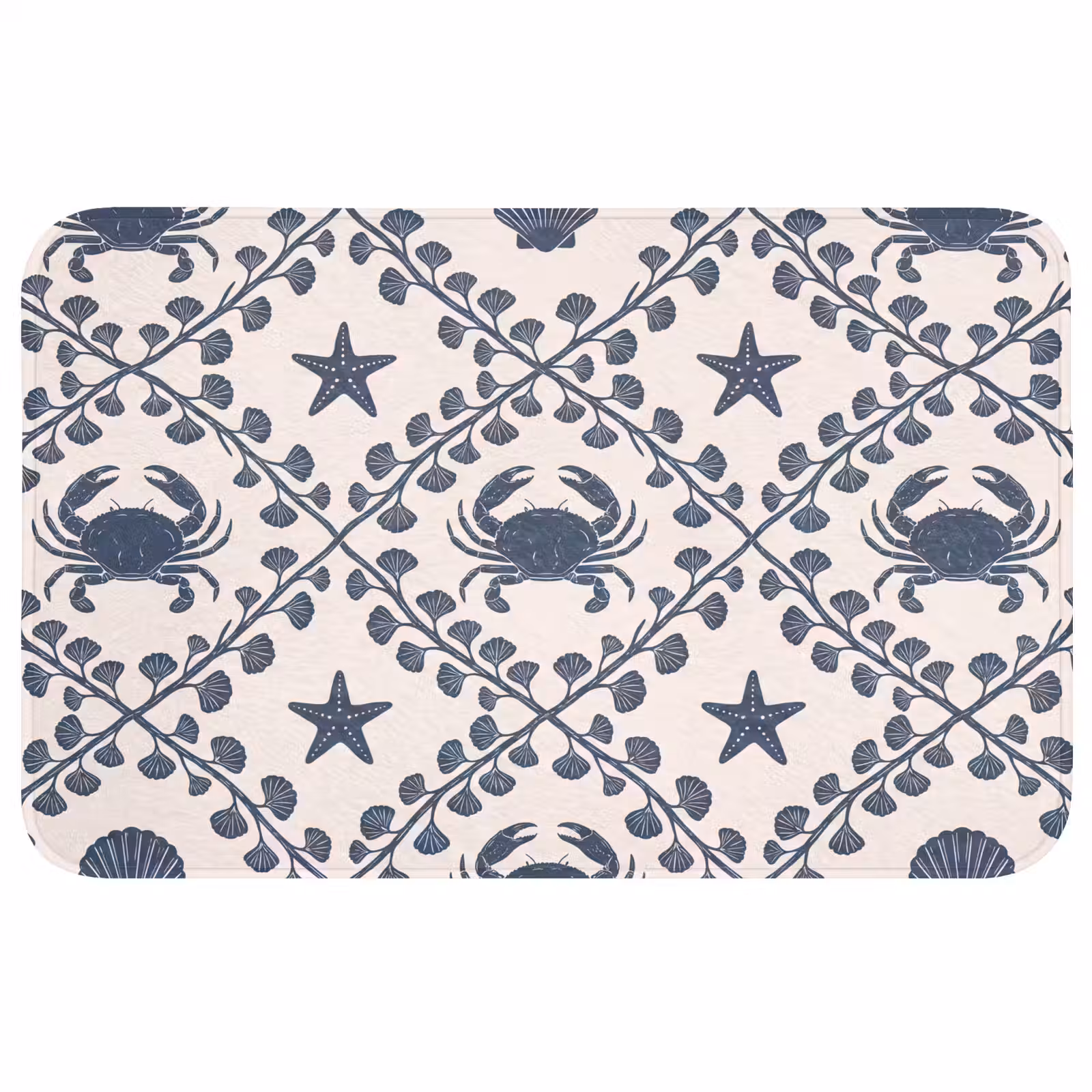Wc Mat - Zee - Krab - Zeester - Patroon - Blauw — 1