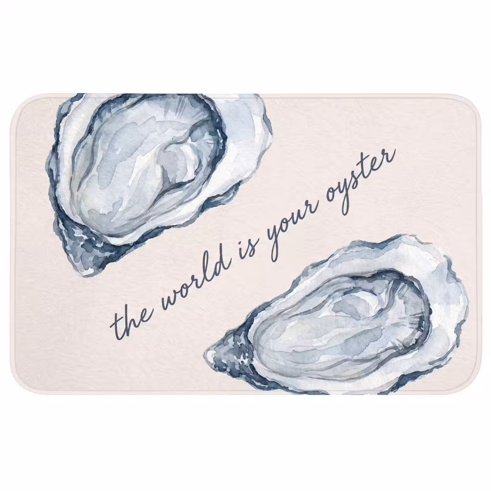 Wc Mat - Zeeleven - Oester - Aquarel - Minimalistisch - Blauw — 1