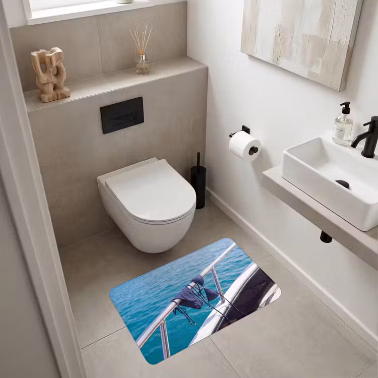 Wc Mat - Bikini - Reling - Zee - Zomer - Blauw — 6