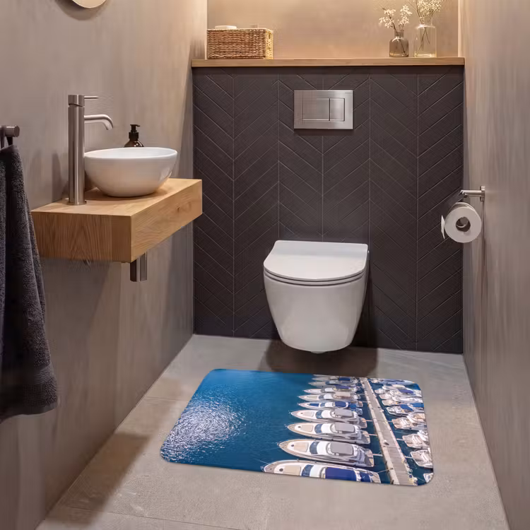 Wc Mat - Boot - Jachthaven - Water - Zomer - Blauw — 2