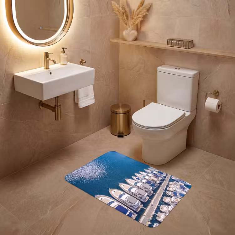 Wc Mat - Boot - Jachthaven - Water - Zomer - Blauw — 4