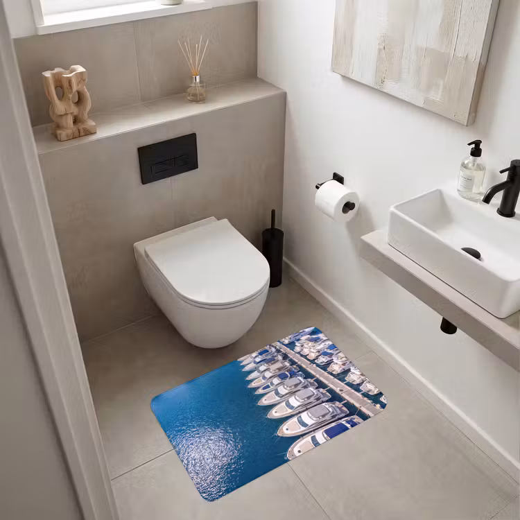Wc Mat - Boot - Jachthaven - Water - Zomer - Blauw — 6