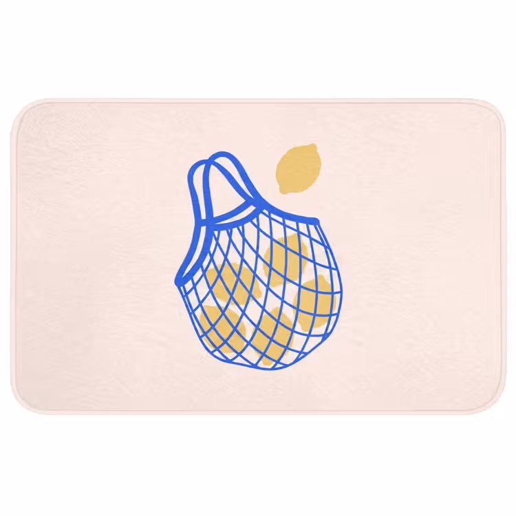 Wc Mat - Eten - Citroen - Boodschappen - Abstract - Geel - Blauw — 1