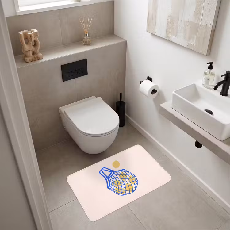 Wc Mat - Eten - Citroen - Boodschappen - Abstract - Geel - Blauw — 6