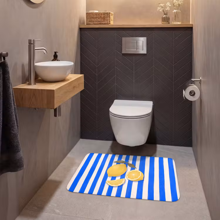 Wc Mat - Fruit - Citroen - Zomer - Geel - Blauw — 2