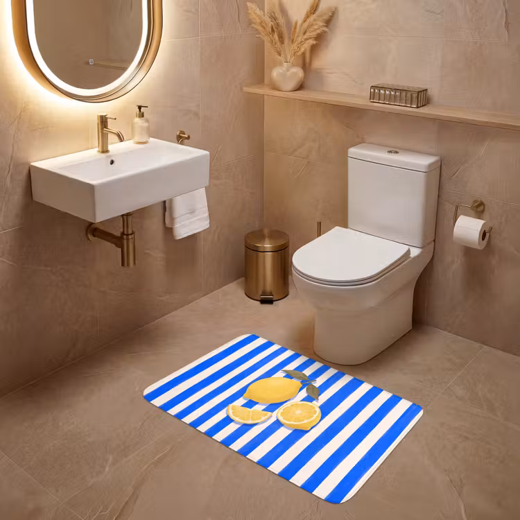 Wc Mat - Fruit - Citroen - Zomer - Geel - Blauw — 4