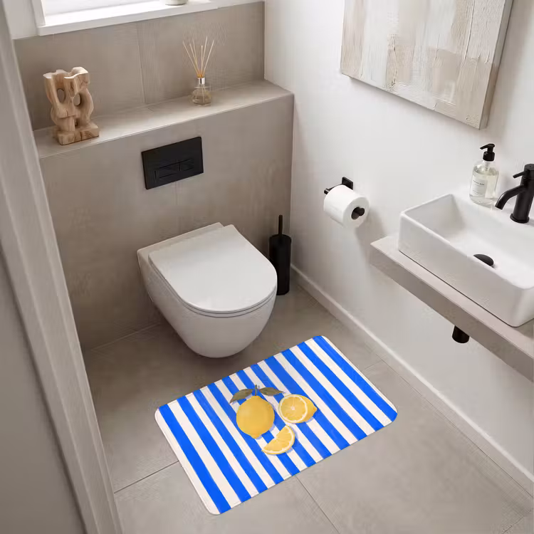 Wc Mat - Fruit - Citroen - Zomer - Geel - Blauw — 6