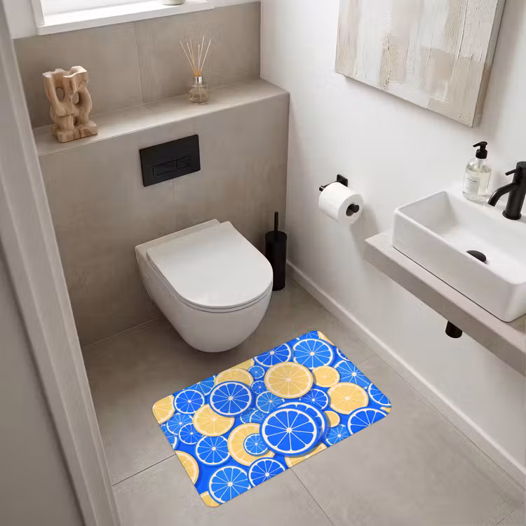 Wc Mat - Fruit - Schijven - Patroon - Modern - Blauw - Geel — 6