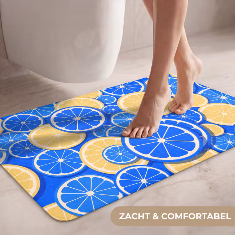 Wc Mat - Fruit - Schijven - Patroon - Modern - Blauw - Geel — 7