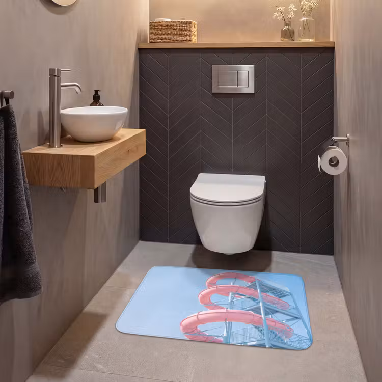 Wc Mat - Glijbaan - Waterpark - Spiraal - Modern - Roze — 2