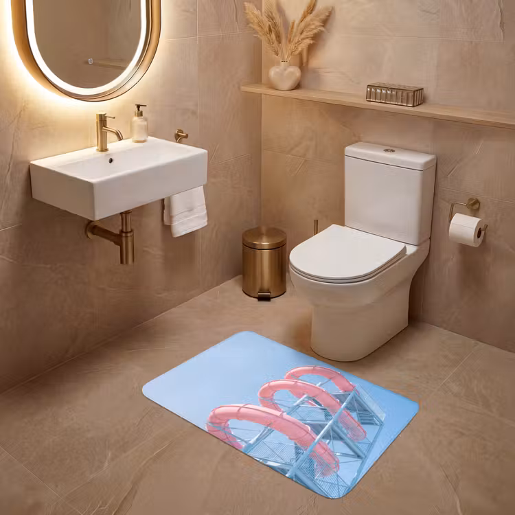Wc Mat - Glijbaan - Waterpark - Spiraal - Modern - Roze — 4