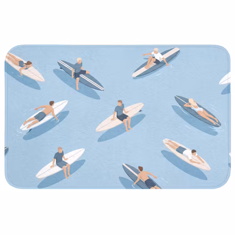 Wc Mat - Mensen - Surfen - Water - Zomer - Illustratie — 1