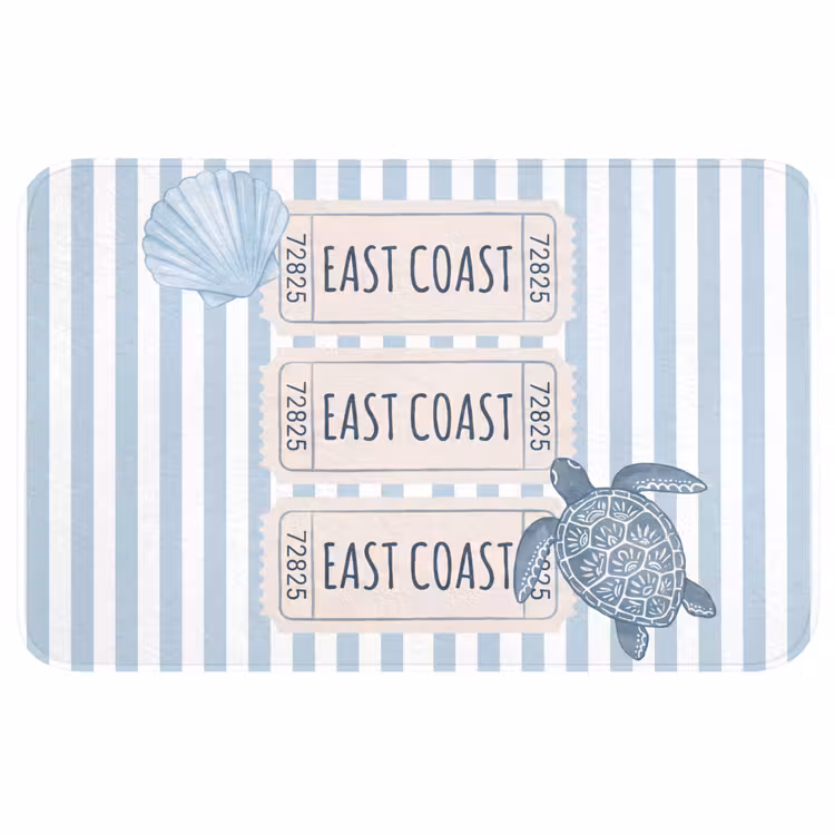 Wc Mat - Schelp - Oceaan - Kust - Blauw - Illustratie — 1