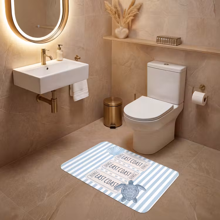 Wc Mat - Schelp - Oceaan - Kust - Blauw - Illustratie — 4