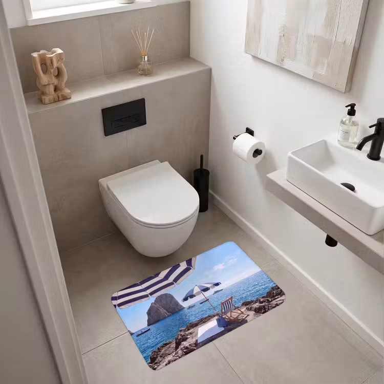 Wc Mat - Strand - Ligstoel - Parasol - Zomer - Blauw — 6