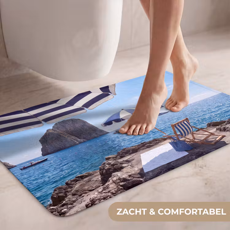 Wc Mat - Strand - Ligstoel - Parasol - Zomer - Blauw — 7