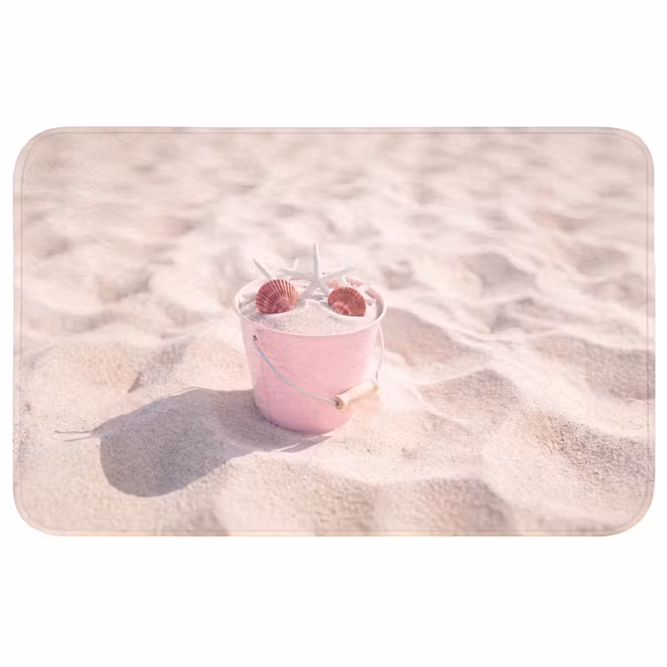 Wc Mat - Strand - Schelpen - Zomer - Roze - Decoratie — 1