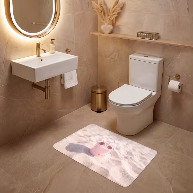 Wc Mat - Strand - Schelpen - Zomer - Roze - Decoratie — 4