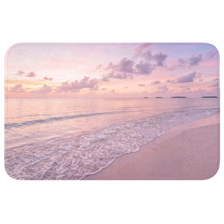 Wc Mat - Strand - Zonsondergang - Natuur - Minimalistisch - Roze — 1
