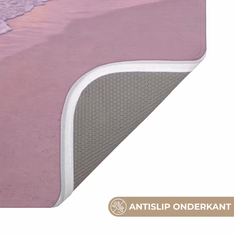 Wc Mat - Strand - Zonsondergang - Natuur - Minimalistisch - Roze — 3