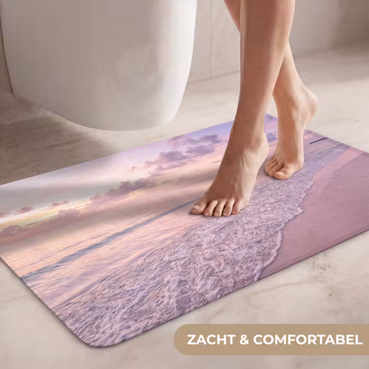 Wc Mat - Strand - Zonsondergang - Natuur - Minimalistisch - Roze — 7