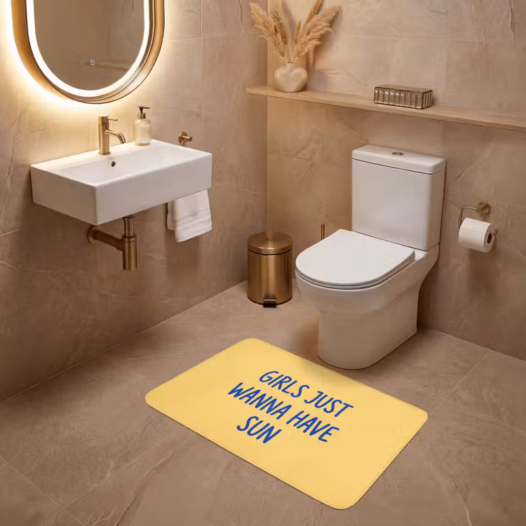 Wc Mat - Tekst - Zon - Zomer - Modern - Geel — 4