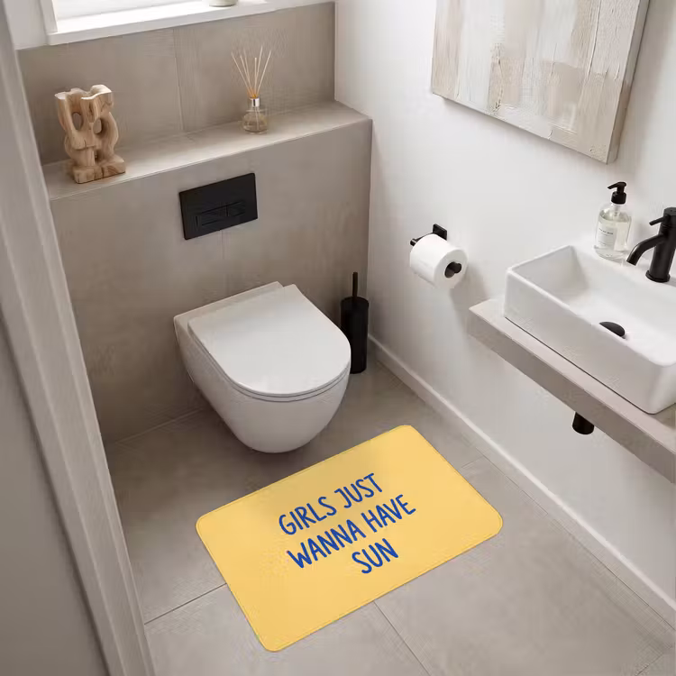 Wc Mat - Tekst - Zon - Zomer - Modern - Geel — 6