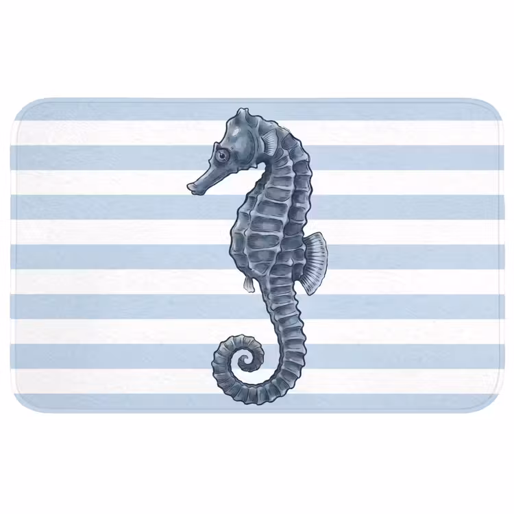 Wc Mat - Vis - Oceaan - Illustratie - Blauw - Strepen — 1