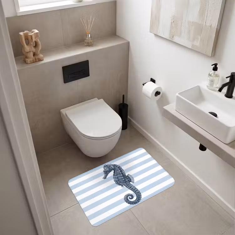 Wc Mat - Vis - Oceaan - Illustratie - Blauw - Strepen — 6