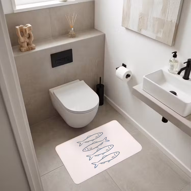 Wc Mat - Vis - Vier - Dieren - Abstract - Blauw — 6