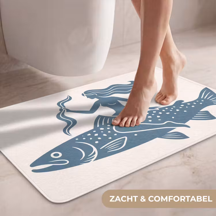Wc Mat - Vrouw - Vis - Fantasie - Abstract - Blauw — 7