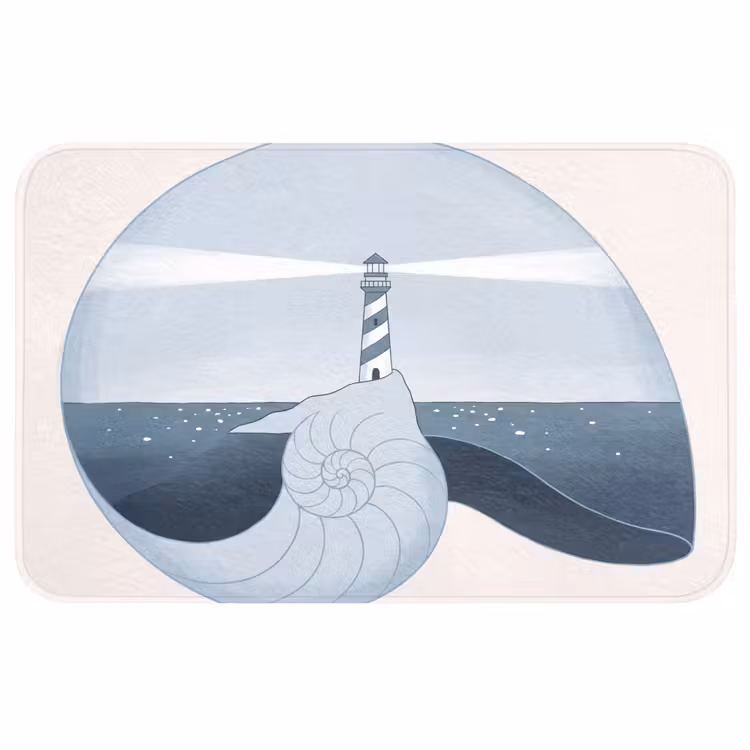 Wc Mat - Vuurtoren - Zee - Schelp - Abstract - Blauw — 1
