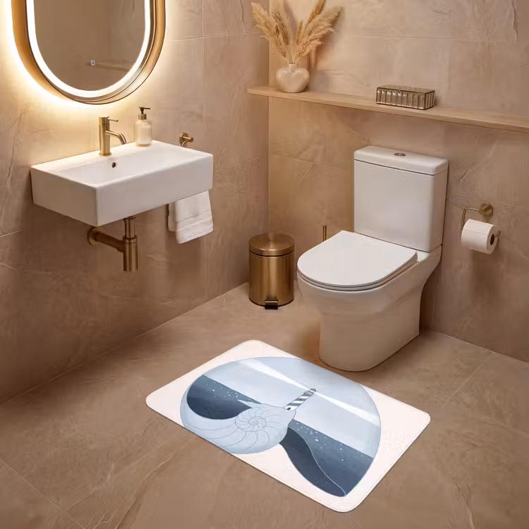 Wc Mat - Vuurtoren - Zee - Schelp - Abstract - Blauw — 4