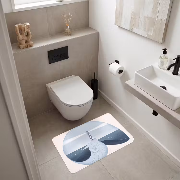 Wc Mat - Vuurtoren - Zee - Schelp - Abstract - Blauw — 6