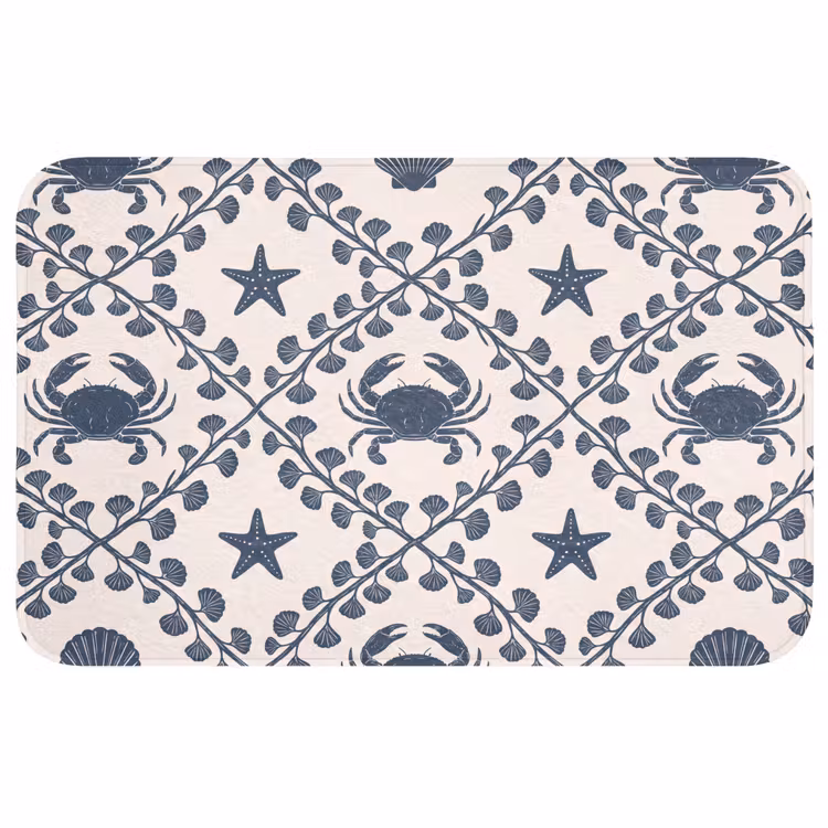 Wc Mat - Zee - Krab - Zeester - Patroon - Blauw — 1