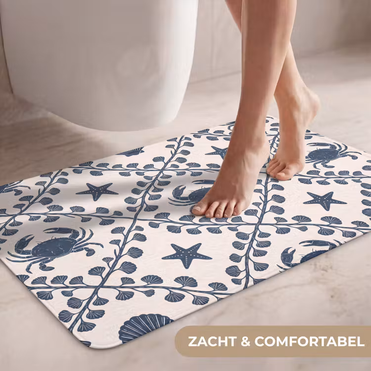 Wc Mat - Zee - Krab - Zeester - Patroon - Blauw — 7