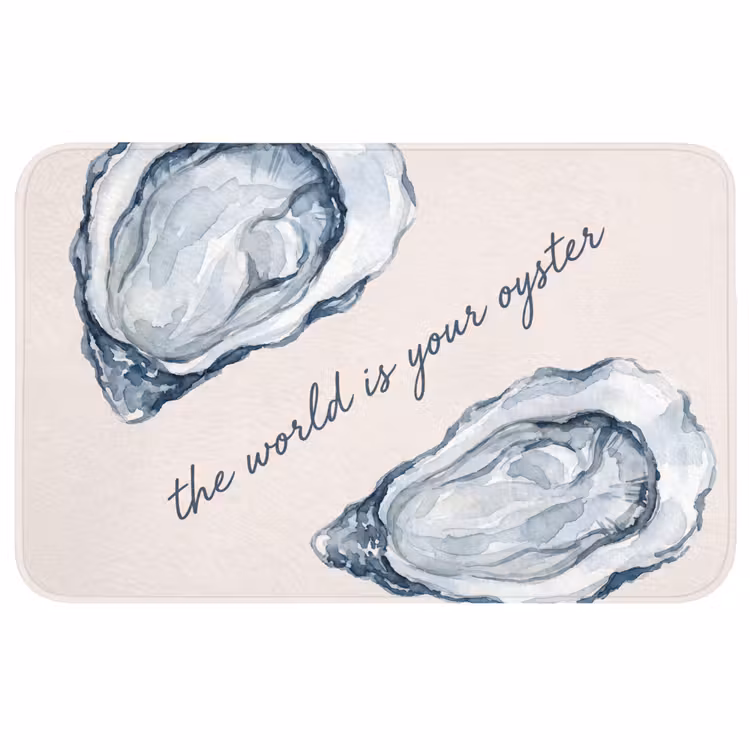 Wc Mat - Zeeleven - Oester - Aquarel - Minimalistisch - Blauw — 1
