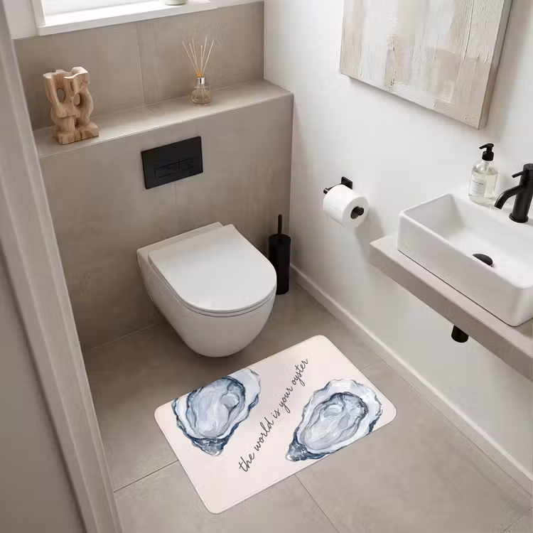 Wc Mat - Zeeleven - Oester - Aquarel - Minimalistisch - Blauw — 6