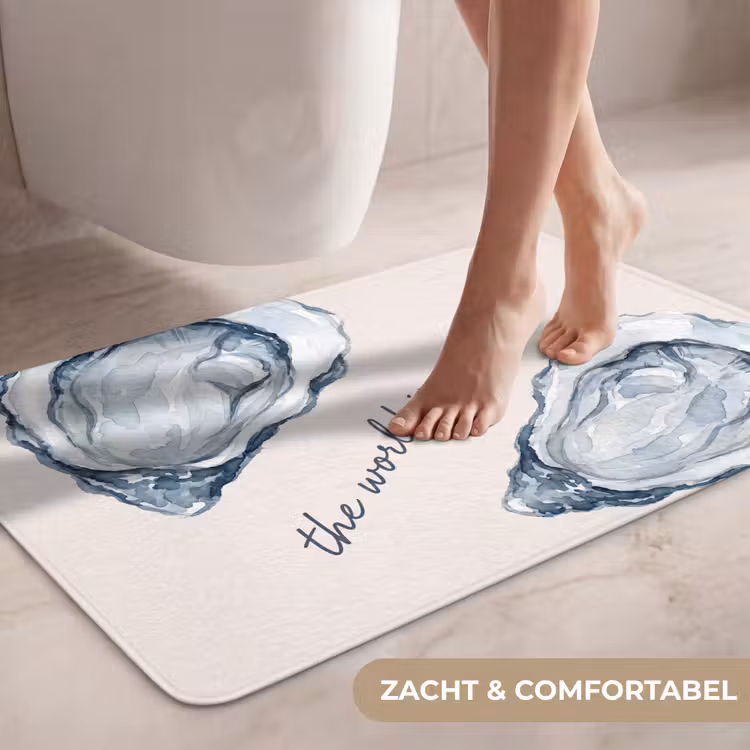 Wc Mat - Zeeleven - Oester - Aquarel - Minimalistisch - Blauw — 7