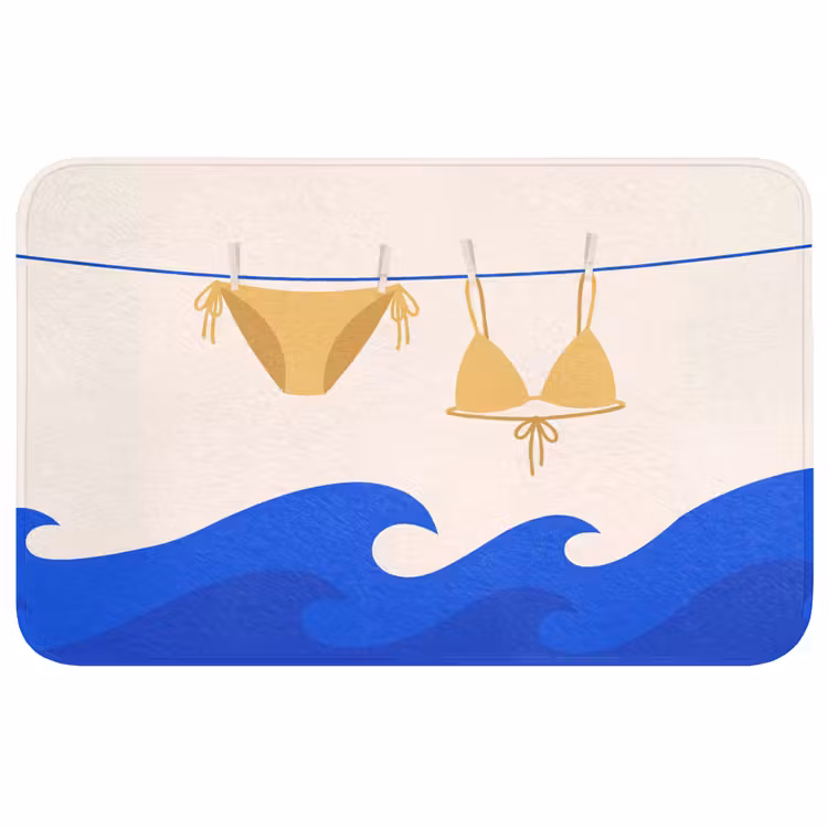Wc Mat - Zwemkleding - Zee - Zomer - Illustratie - Geel — 1
