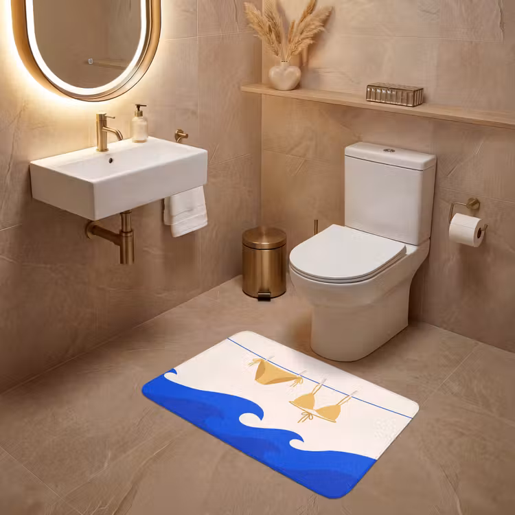 Wc Mat - Zwemkleding - Zee - Zomer - Illustratie - Geel — 4
