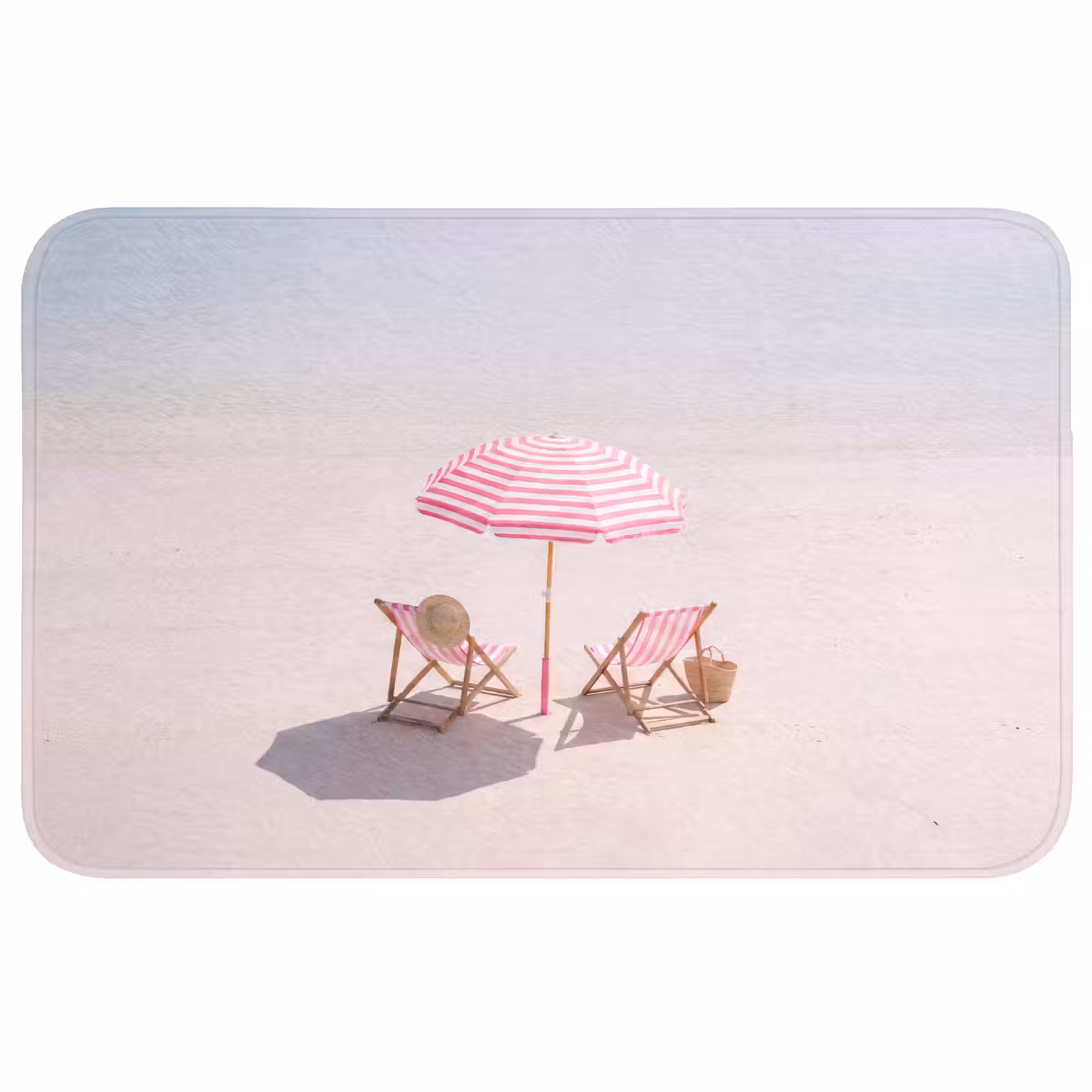 Wc Mat - Strand - Parasol - Ligstoel - Zomer - Roze — 1